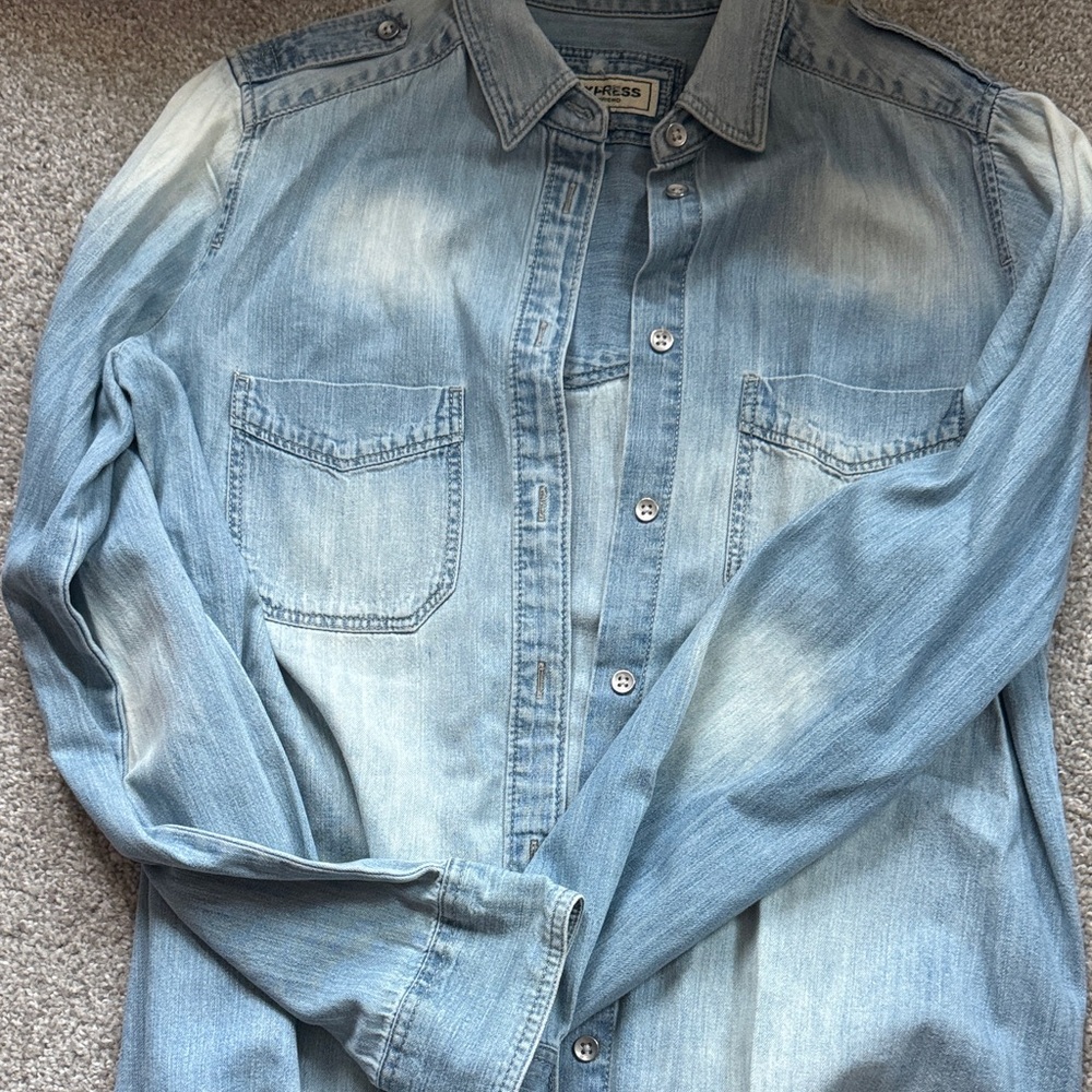Express Faded Blue Denim Shirt